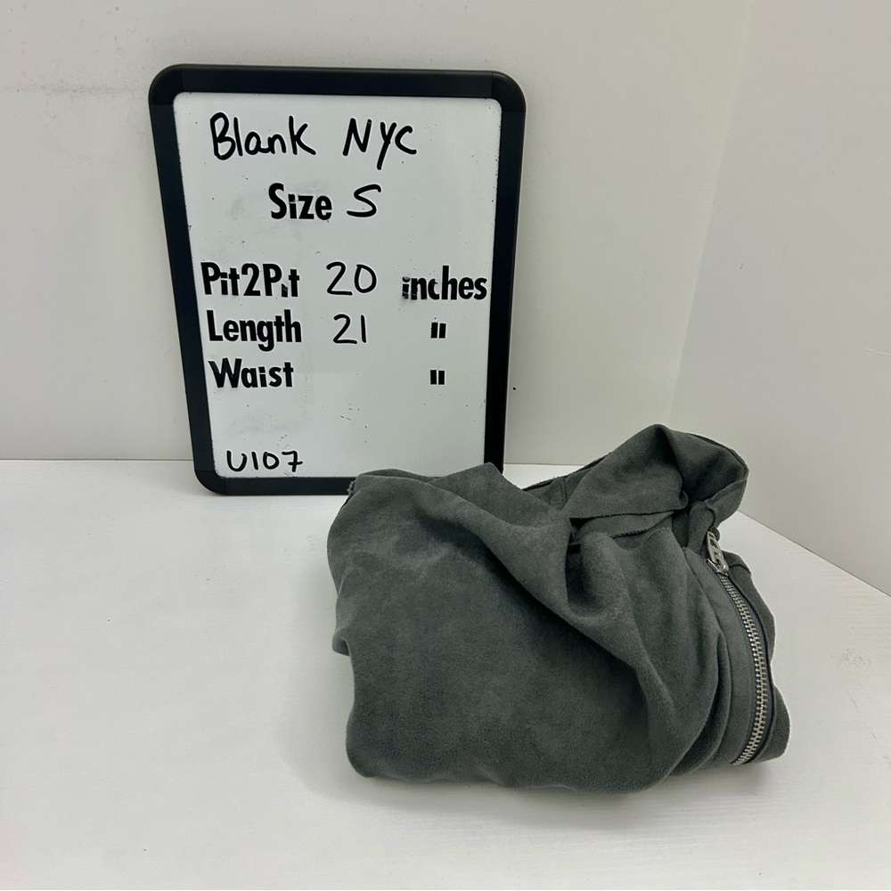 BlankNYC Gray Asymmetrical Zip Drape Front Faux Suede Jacket Size Small - Picture 13 of 13